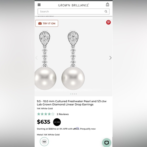 Cultured Freshwater Pearl and 1/3 ctw Lab Grown Diamond Linear Drop Earrings - Picture 7 of 7